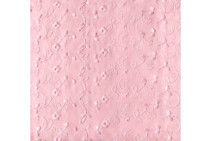 10cm Misch-Batist mit Lochstickerei Blumen rosa und Bogenkante  (Grundpreis € 12,00/m)