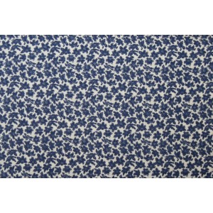 10cm Baumwolldruck aus EU-Produktion blaue Blümchen auf Wollweiss  (Grundpreis € 17,00/m) 