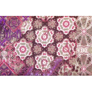 10cm Baumwolldruck Ornamente rosa-lila-taupe  