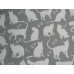 10cm Baumwolldruck Katzen Weiss auf Grau (Grundpreis € 10,00/m)
