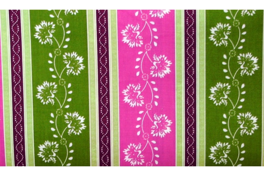 10cm Dirndlstoff (bedruckt in der EU) Blumenstreif apfelgrün/pink/rotviolett  (Grundpreis 36,00/m)