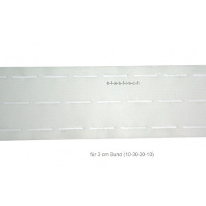 1m Stanzband / Bundband 10-30-30-10 elastisch weiss für fertige Bundbreite 3cm 1m Stanzband / Bundband 10-30-30-10 elastisch weiss für fertige Bundbreite 3cm