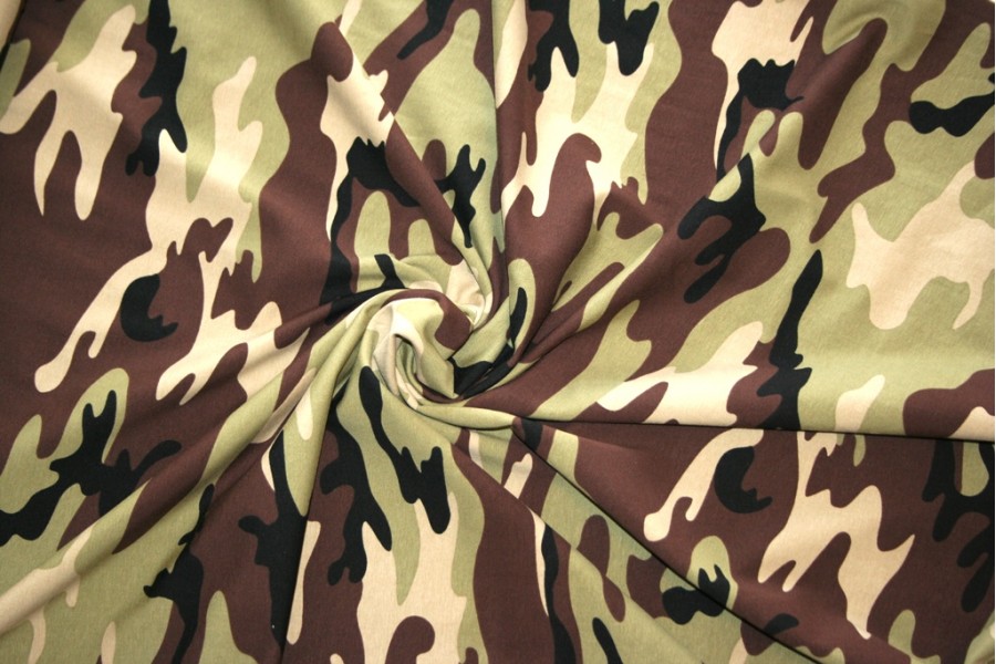 10cm Stretchjersey "Camouflage GRÜN "  (Grundpreis € 18,00/m)