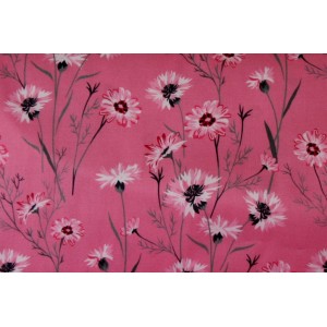 10cm Baumwollsatin bedruckt Blumenwiese auf Rosa  EU-Produktion  (Grundpreis € 21,00/m)