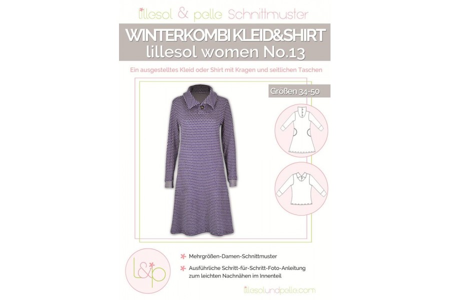Papierschnittmuster lillesol women No.13 Winterkombi Kleid & Shirt Gr. 34 - 50